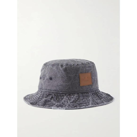 ACNE studios buko canvas face logo Denim Bucket Hat - Picture 1 of 5